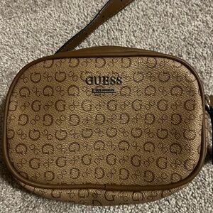 Guess Tan Logo Pattern Used belt bag